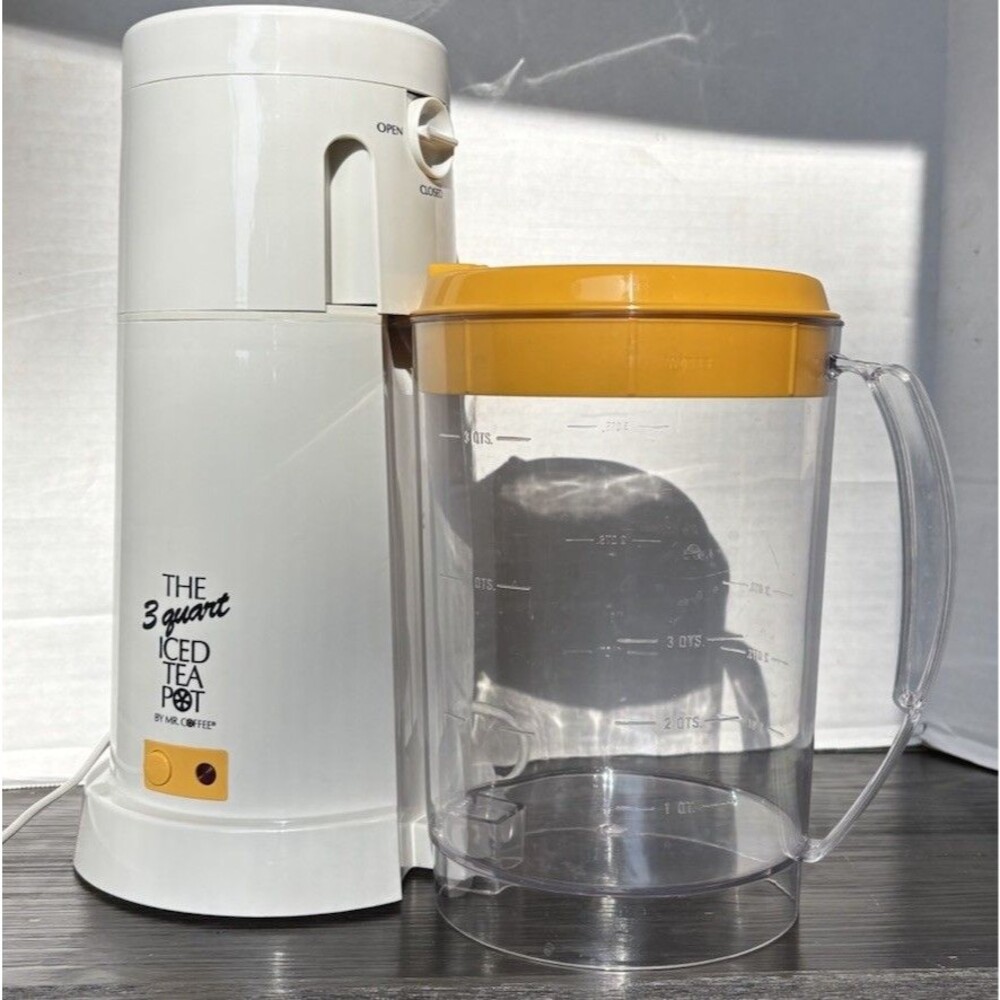 Mr. Coffee The 3 Quart Iced Tea Pot Maker Model TM3.5 Yellow Complete Set Works - Picture 2 of 6